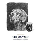 Dachshund Cozy Set — 2-Piece Blanket + Mug Gift Set | Charcoal | Tritan