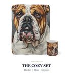 English Bulldog Cozy Set — 2-Piece Blanket + Mug Gift Set | Oil | Tritan