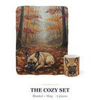 French Bulldog Cozy Set — 2-Piece Blanket + Mug Gift Set | Autumn Woods | Tritan