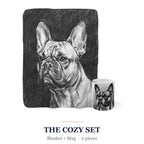 French Bulldog Cozy Set — 2-Piece Blanket + Mug Gift Set | Charcoal | Tritan