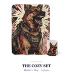 German Shepherd Cozy Set — 2-Piece Blanket + Mug Gift Set | Comic | Tritan