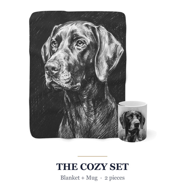 German Shorthaired Pointer Cozy Set — 2-Piece Blanket + Mug Gift Set | Charcoal | Tritan