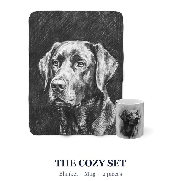 Labrador Retriever Cozy Set — 2-Piece Blanket + Mug Gift Set | Charcoal | Tritan