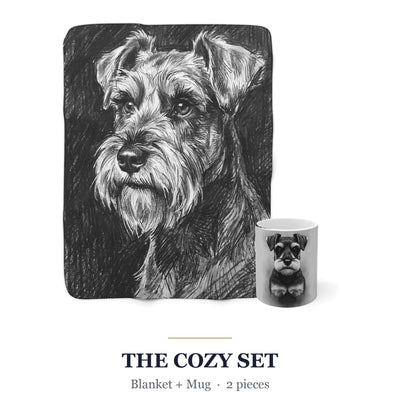 Miniature Schnauzer Cozy Set — 2-Piece Blanket + Mug Gift Set | Charcoal | Tritan