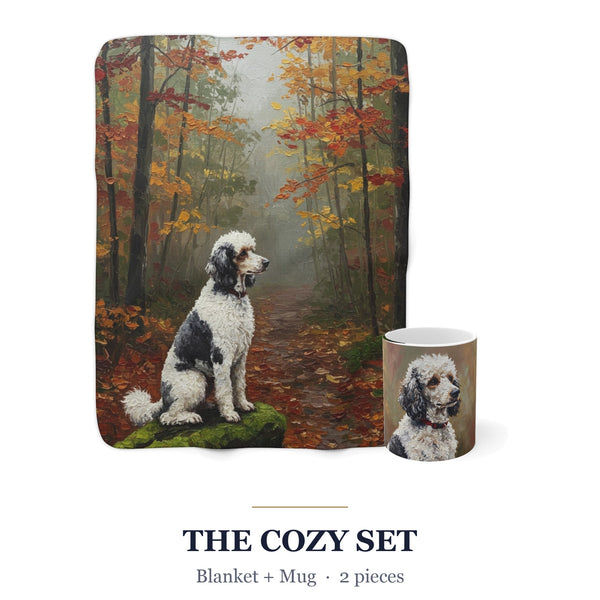 Poodle Cozy Set — 2-Piece Blanket + Mug Gift Set | Autumn Woods | Tritan