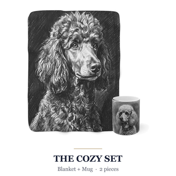 Poodle Cozy Set — 2-Piece Blanket + Mug Gift Set | Charcoal | Tritan