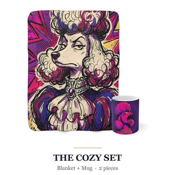 Poodle Cozy Set — 2-Piece Blanket + Mug Gift Set | Comic | Tritan