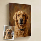 Custom Dog Portrait Canvas by Tritan, Oil Portrait Style with Original Dog Photo Inset
