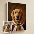 Custom Dog Portrait Canvas by Tritan, Royal Renaissance Style with Original Dog Photo Inset
