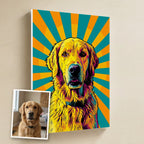 Custom Dog Portrait Canvas by Tritan, Comic Pop Art Style with Original Dog Photo Inset