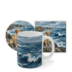Labrador Retriever Coastal Cliffside Gift Set | Mug + Coaster + Sticker | Tritan