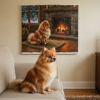 Pomeranian Wall Art Canvas, Acrylic Dog Painting Print, Pom Mom Gift, Pet Lover Home Decor, Stretched Canvas Dog Portrait