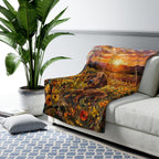 Dachshund Acrylic sherpa blanket by Tritan, on sofa