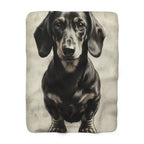 Dachshund Charcoal Portrait Throw Blanket | Premium Dog Prints | Tritan