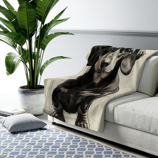 Dachshund Charcoal Portrait Throw Blanket | Premium Dog Prints | Tritan — Lifestyle View