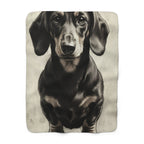 Dachshund Charcoal Portrait Throw Blanket | Premium Dog Prints | Tritan