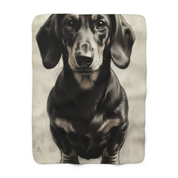 Dachshund Charcoal Portrait Throw Blanket | Premium Dog Prints | Tritan