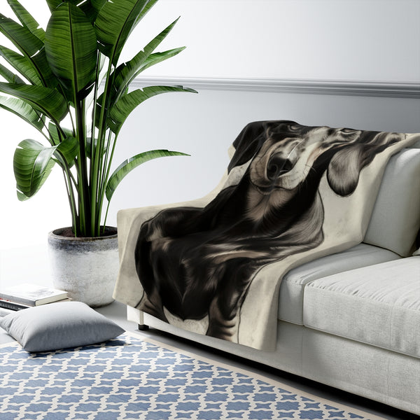 Dachshund Charcoal Portrait Throw Blanket | Premium Dog Prints | Tritan — Lifestyle View