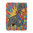Dachshund Comic Pop Art Throw Blanket | Premium Dog Prints | Tritan