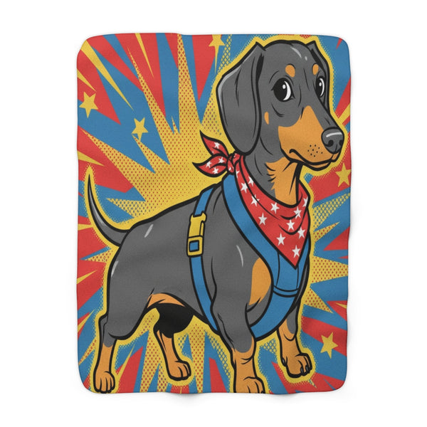 Dachshund Comic Pop Art Throw Blanket | Premium Dog Prints | Tritan