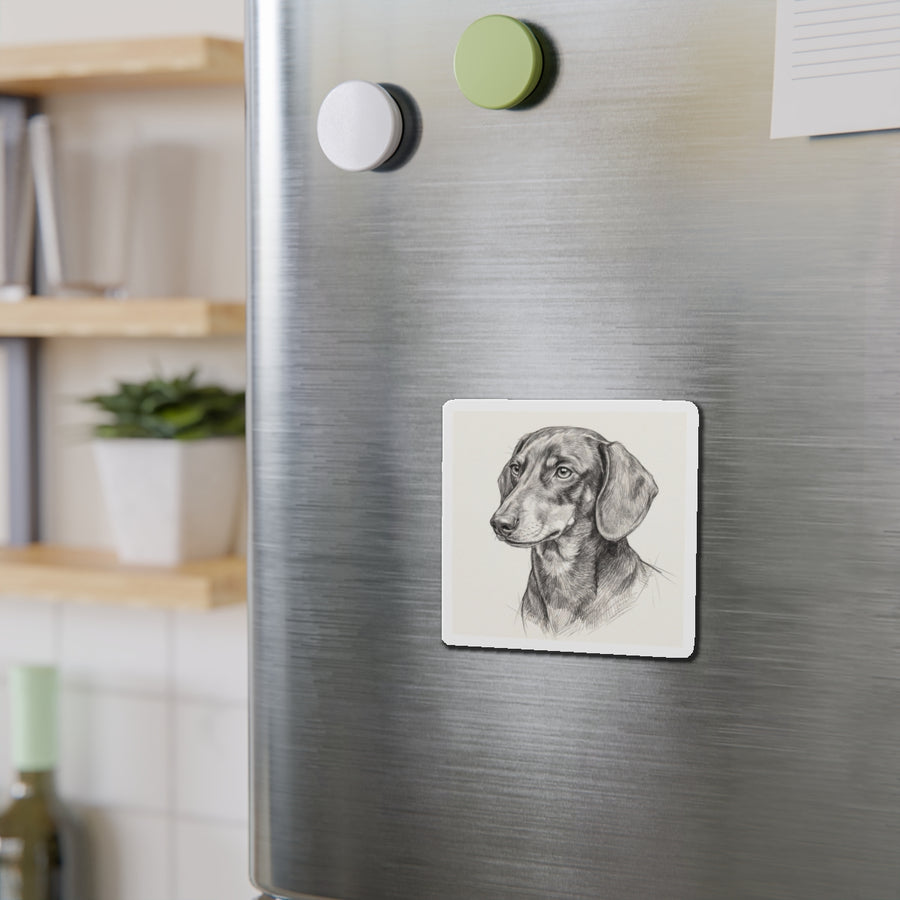 Dachshund Graphite die-cut magnet by Tritan, on steel