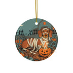 Dachshund Halloween Poster ceramic ornament by Tritan, front