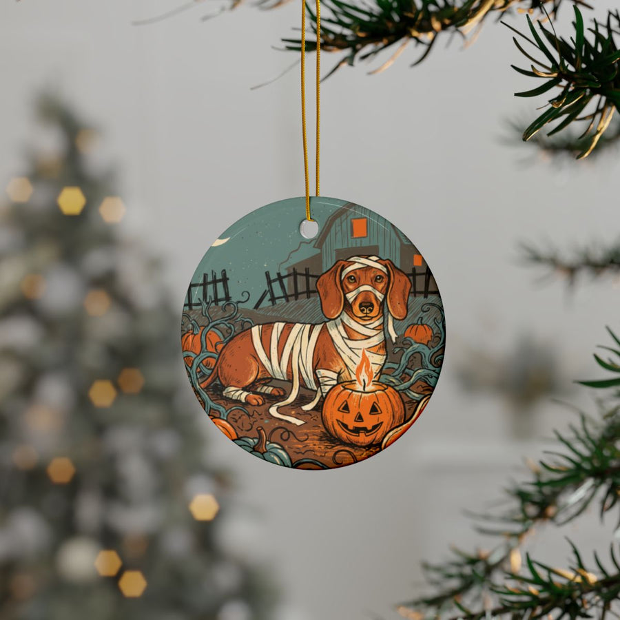 Dachshund Halloween Poster ceramic ornament by Tritan, context