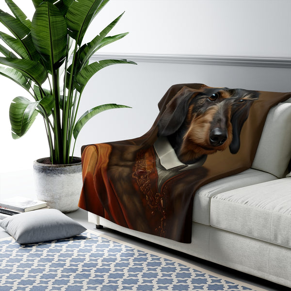 Dachshund Kings & Queens Royal Portrait Regal Throw Blanket | Premium Dog Prints | Tritan — Lifestyle View