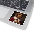 Dachshund Kings & Queens vinyl sticker by Tritan, on a laptop