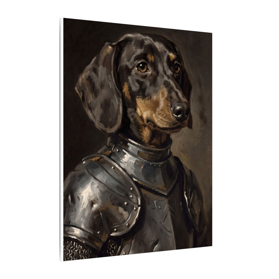 Dachshund Medieval Knight canvas print by Tritan, side