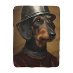 Dachshund Medieval Knight Portrait Regal Throw Blanket | Premium Dog Prints | Tritan