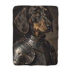 Dachshund Medieval Knight sherpa blanket by Tritan, front