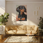 Dachshund Oil Portrait canvas print by Tritan, sofa wall
