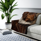 Dachshund Renaissance Royal sherpa blanket by Tritan, on sofa