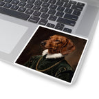 Dachshund Renaissance Royal vinyl sticker by Tritan, on a laptop