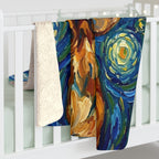 Dachshund Post-Impressionist sherpa blanket by Tritan, on bed