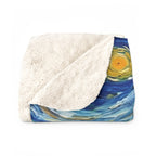 Dachshund Post-Impressionist sherpa blanket by Tritan, folded