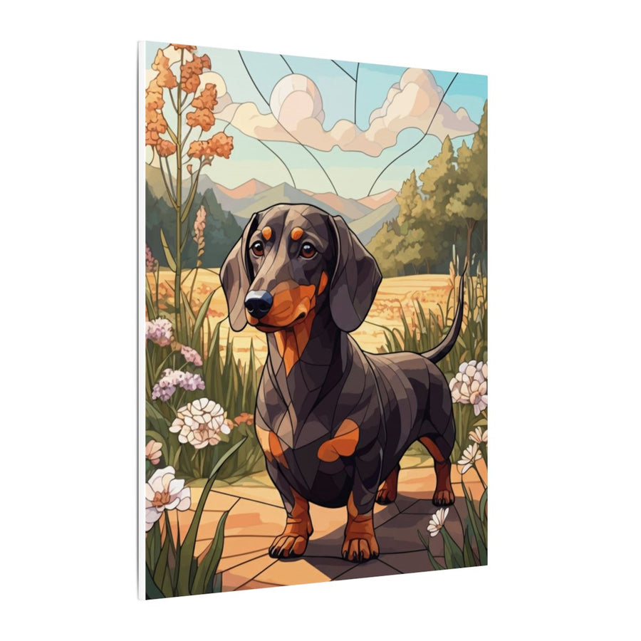 Dachshund Stained Glass canvas print by Tritan, side