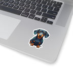 Dachshund Low Poly vinyl sticker by Tritan, on a laptop