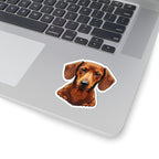 Dachshund Low Poly vinyl sticker by Tritan, on a laptop