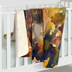 Dachshund Watercolor sherpa blanket by Tritan, on bed
