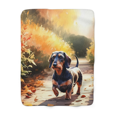 Dachshund Watercolor Autumn Path Throw Blanket | Premium Dog Prints | Tritan