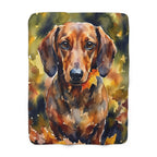 Dachshund Watercolor sherpa blanket by Tritan, front
