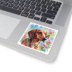 Dachshund Watercolor vinyl sticker by Tritan, on a laptop