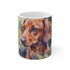 Dachshund Watercolor ceramic mug by Tritan, front