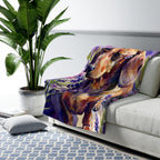 Dachshund Watercolor sherpa blanket by Tritan, on sofa