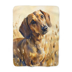 Dachshund Watercolor sherpa blanket by Tritan, front
