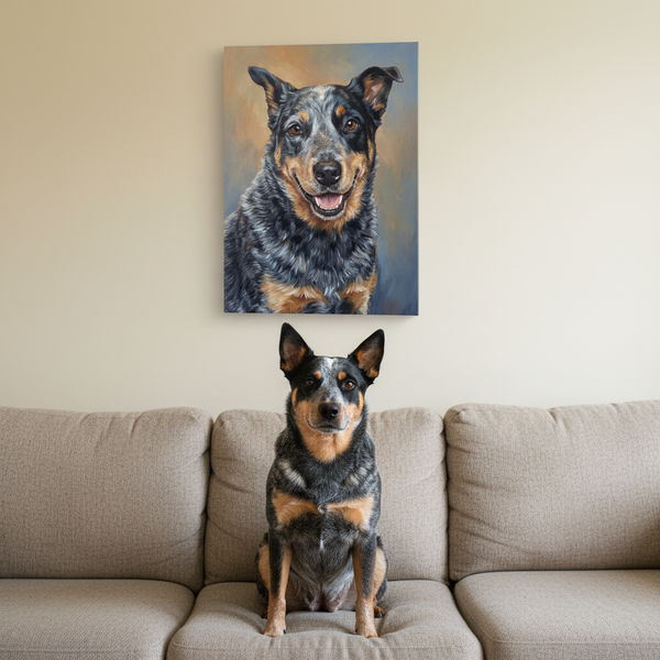 Huckleberry — Custom Blue Heeler Portrait Canvas