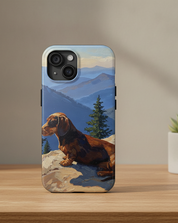 Acrylic Dachshund - Mountain Overlook | Tough Phone Case