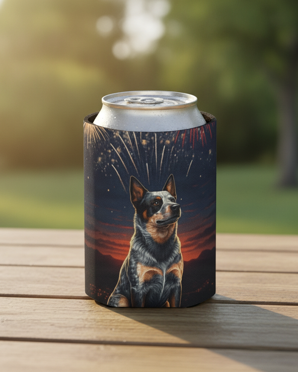 Australian Cattle Dog America 250 Patriotic Pattern Can Cooler Gift for ACD Mom Dad Lover